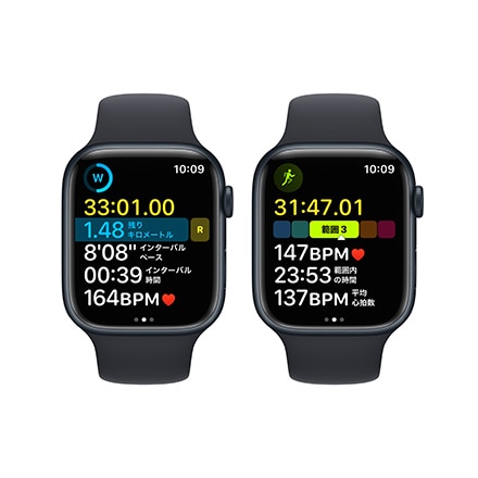 Apple Watch Series 8（GPSモデル）- 45mmミッドナイトアルミニウムケースとミッドナイトスポーツバンド - レギュラー