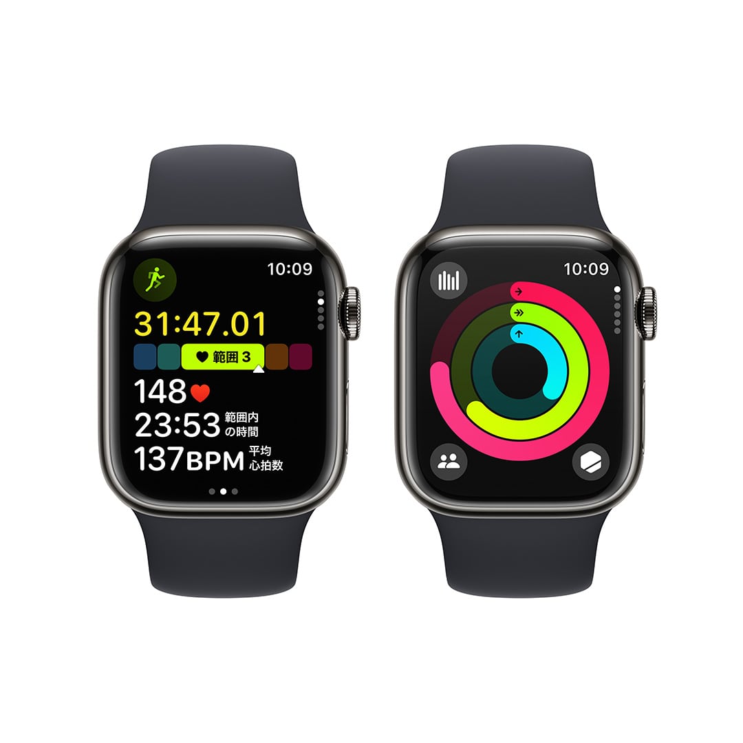Apple Watch 41mmグラファイトステンレススチールケースとミッドナイト