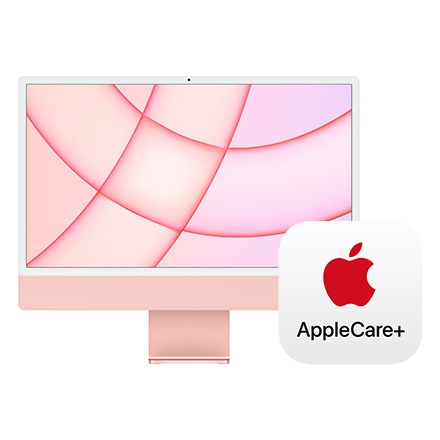 24インチiMac Retina 4.5Kディスプレイモデル: 8コアCPUと7コアGPUを搭載したApple M1チップ, 8GBユニファイドメモリ  256GB - ピンク with AppleCare+