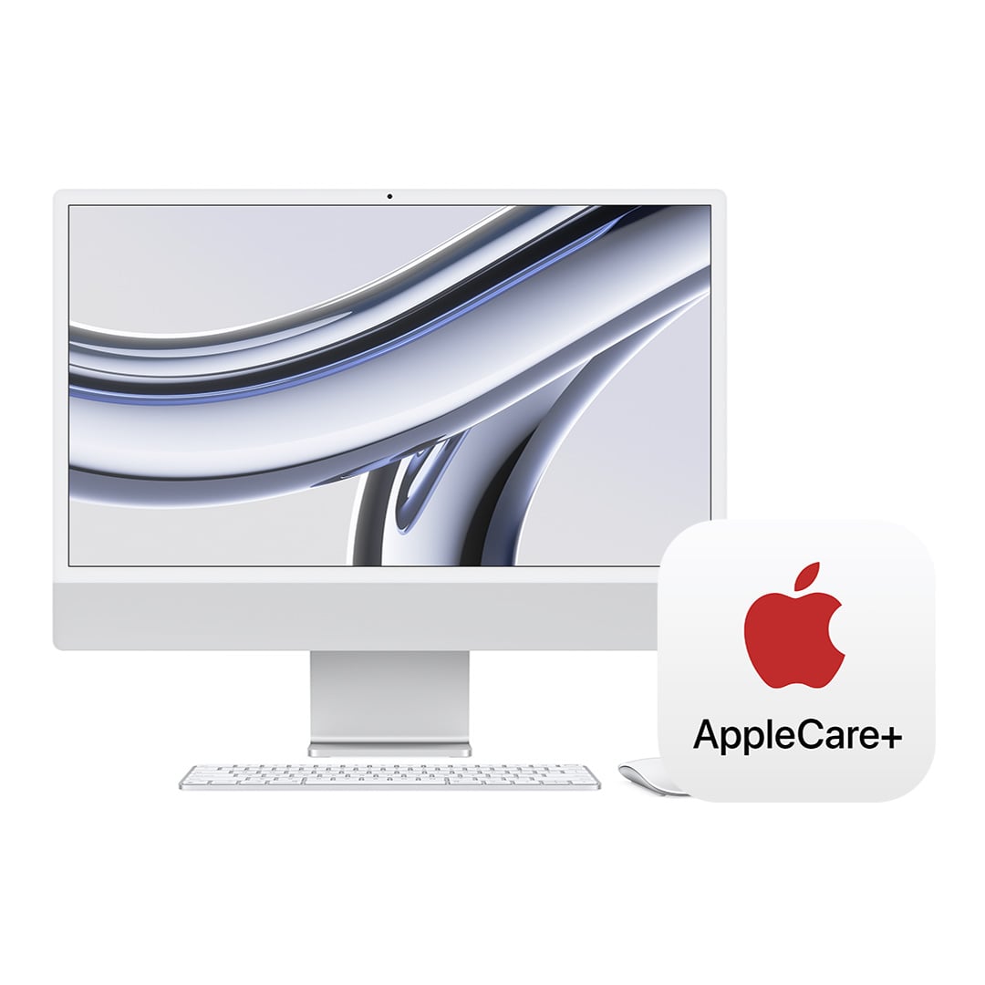 24インチiMac Retina 4.5Kディスプレイモデル: 8コアCPUと10コアGPUを搭載したApple M3チップ,  8GBユニファイドメモリ 256GB - シルバー with AppleCare+
