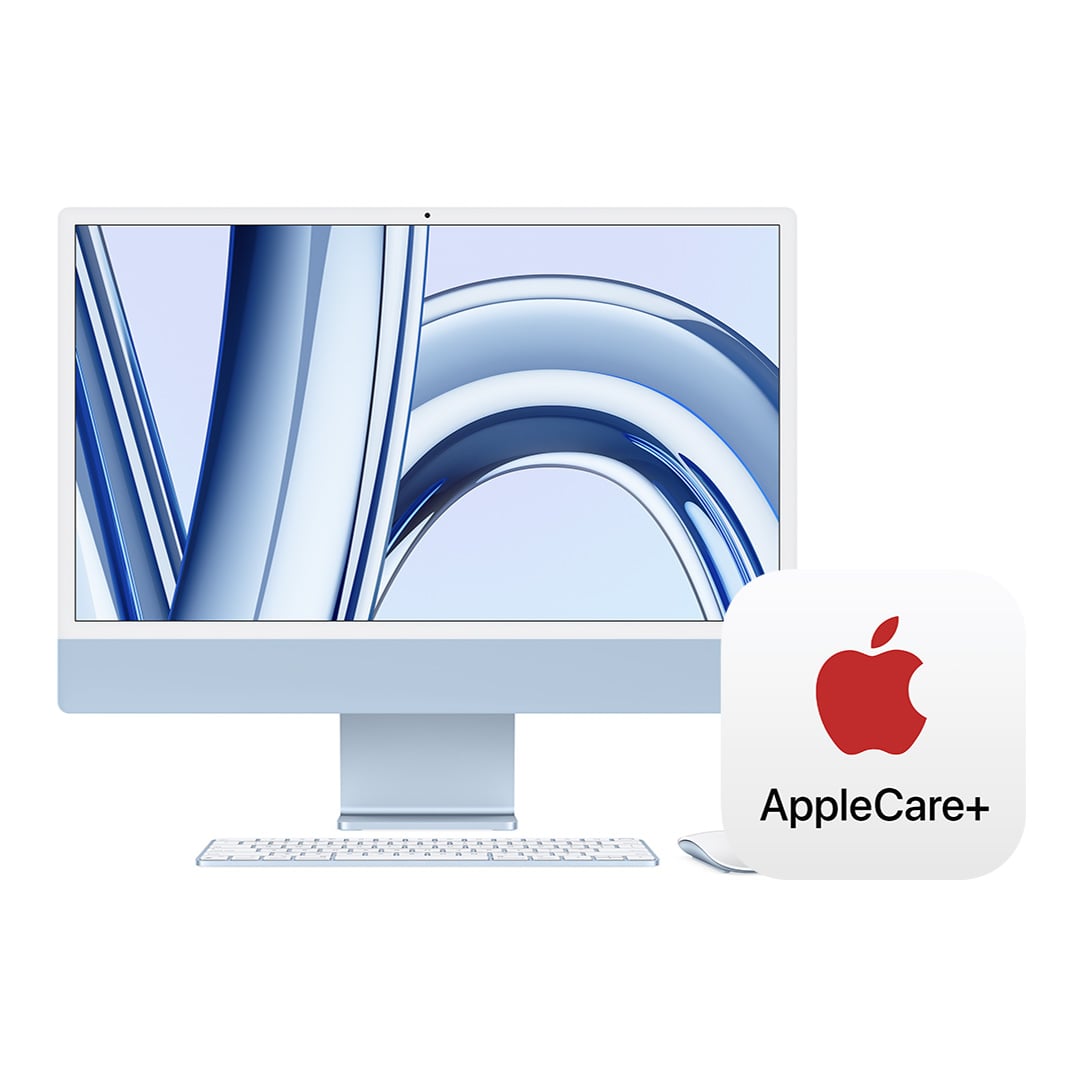24インチiMac Retina 4.5Kディスプレイモデル: 8コアCPUと10コアGPUを搭載したApple M3チップ,  8GBユニファイドメモリ 512GB - ブルー with AppleCare+