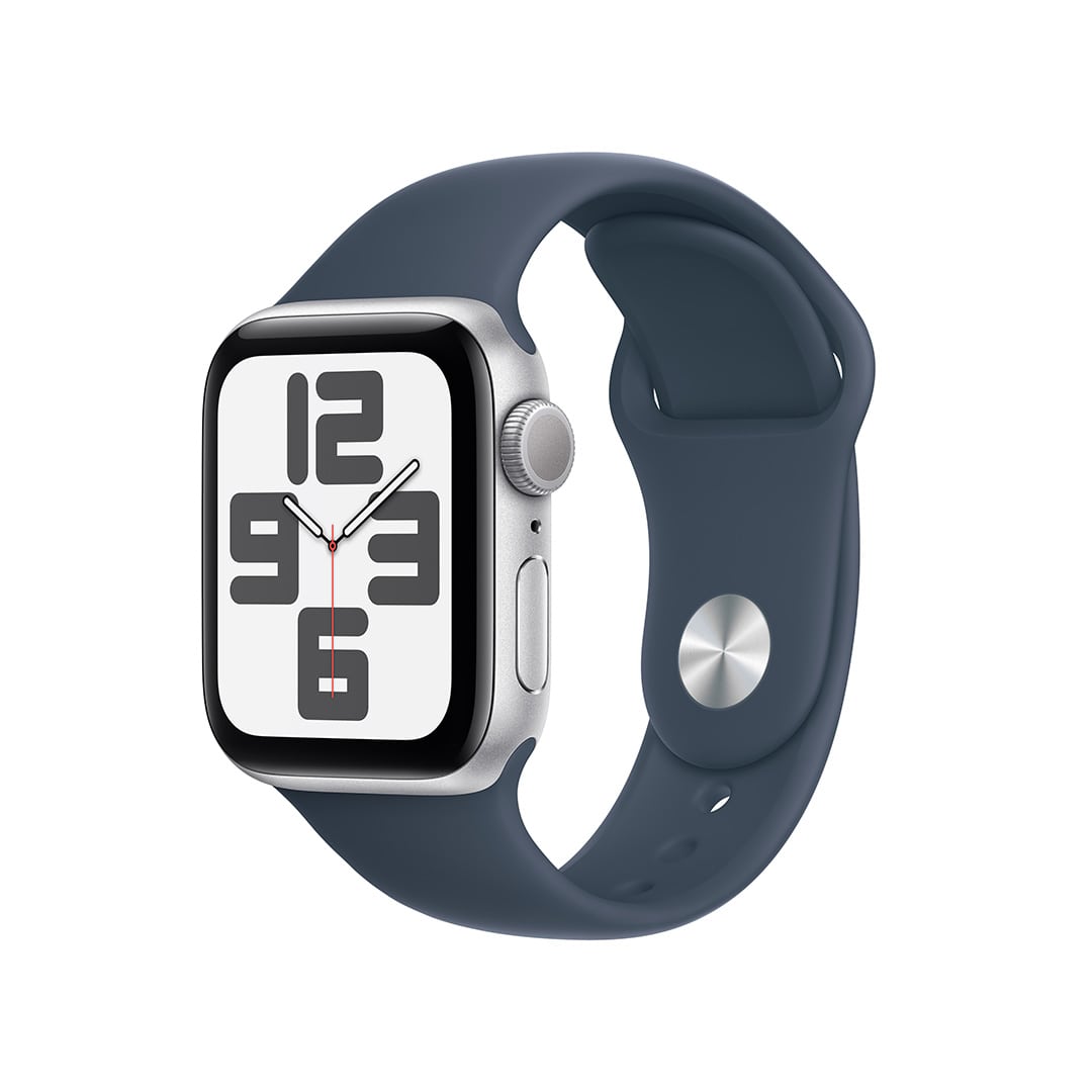 Apple Watch SE（GPSモデル）- 40mmシルバーアルミニウムケースとストームブルースポーツバンド - M/L