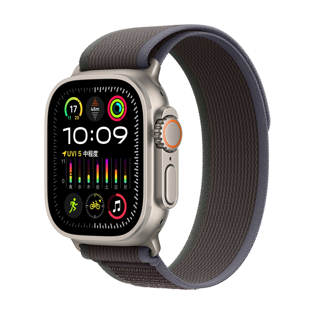 Apple Watch Ultra 2（GPS + Cellularモデル）- 49mmチタニウムケースとブルー/ブラックトレイルループ - S/M