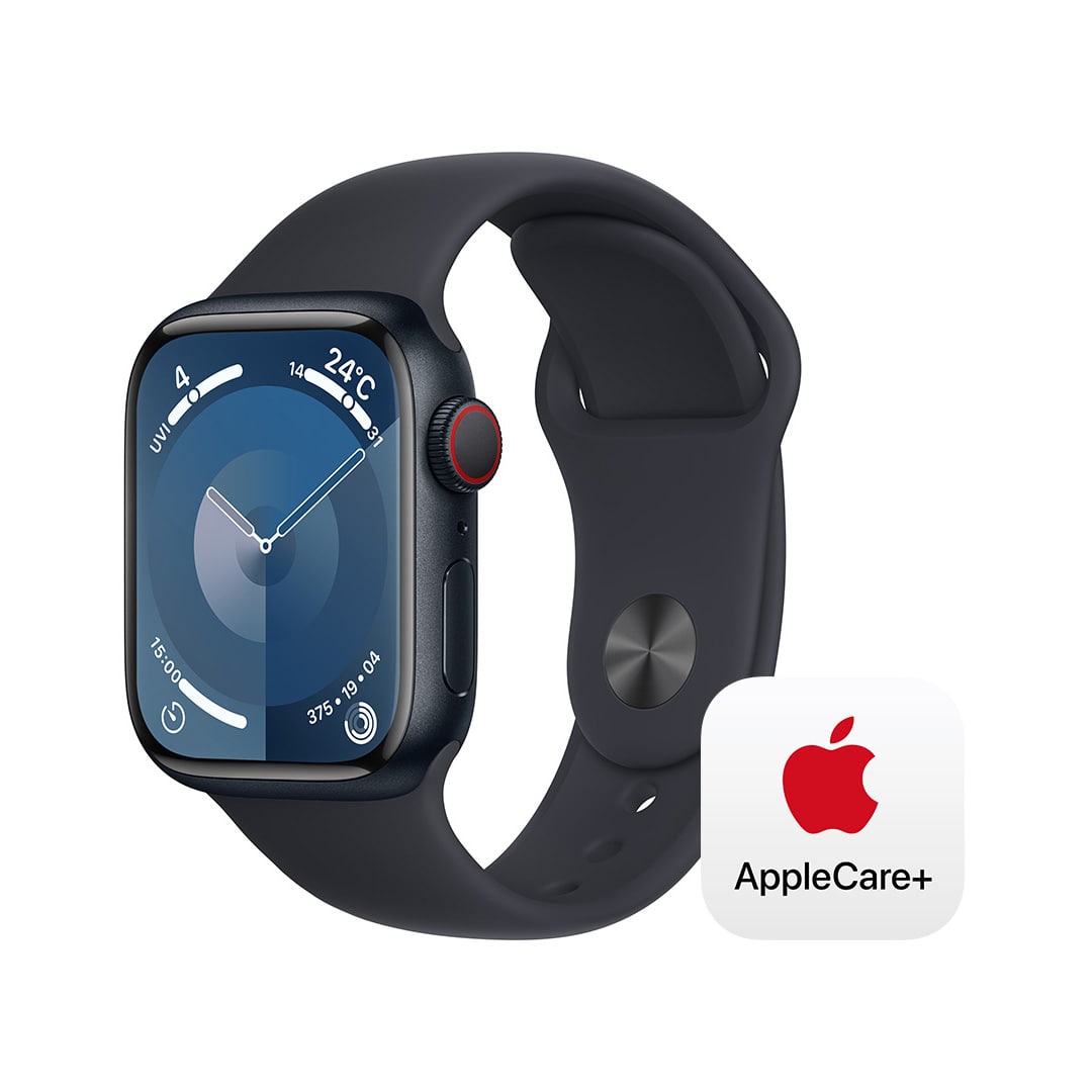 Apple Watch Series 9（GPS + Cellularモデル）- 41mmミッドナイトアルミニウムケースとミッドナイトスポーツバンド  - S/M with AppleCare+