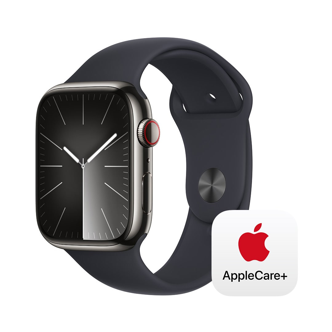 Apple Watch Series 9（GPS + Cellularモデル）-  45mmグラファイトステンレススチールケースとミッドナイトスポーツバンド - M/L with AppleCare+