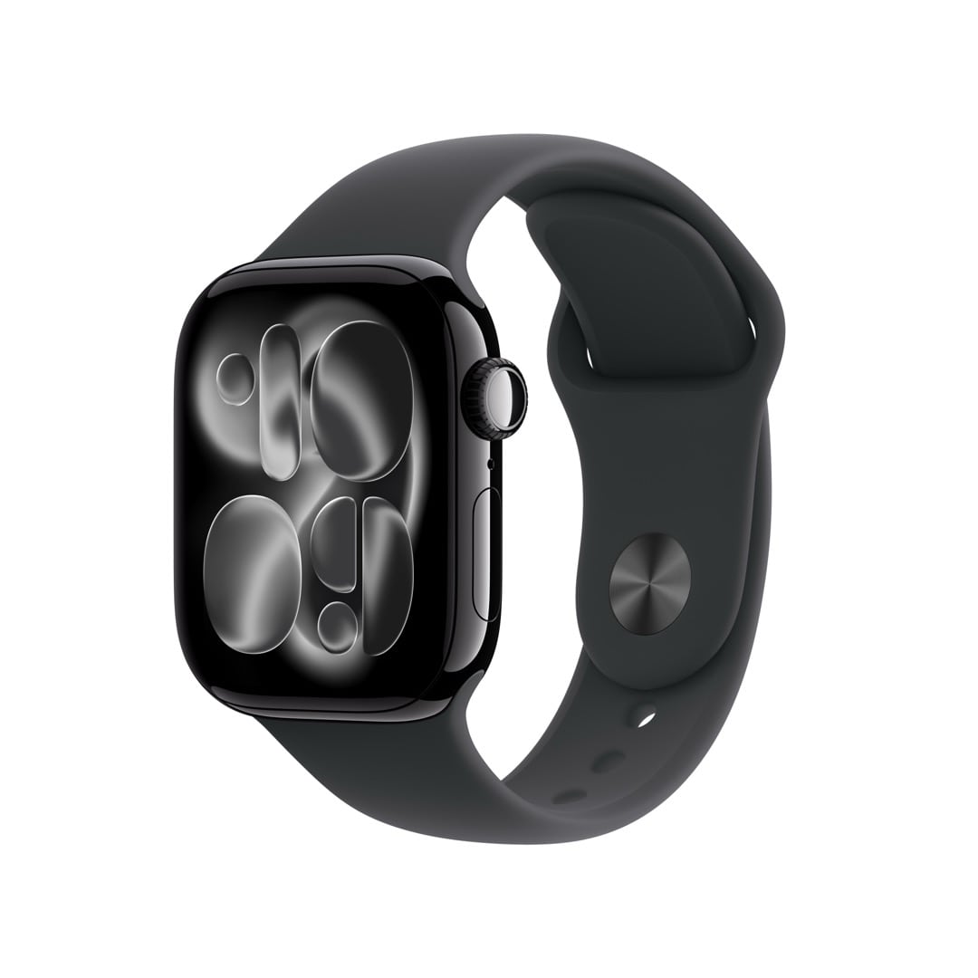 Apple Watch Series 11（GPSモデル）- 42mmジェットブラックアルミニウムケースとブラックスポーツバンド - S/M