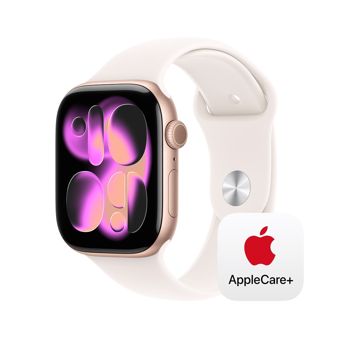 Apple Watch Series 11(GPSモデル)- 46mmローズゴールドアルミニウムケースとライトブラッシュスポーツバンド - M/L with AppleCare+