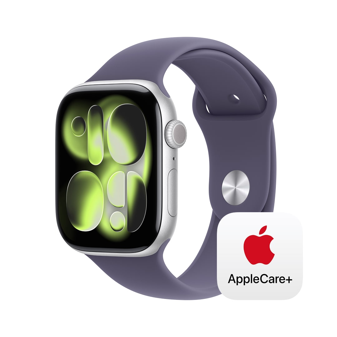Apple Watch Series 11(GPSモデル)- 46mmシルバーアルミニウムケースとパープルフォグスポーツバンド - M/L with AppleCare+