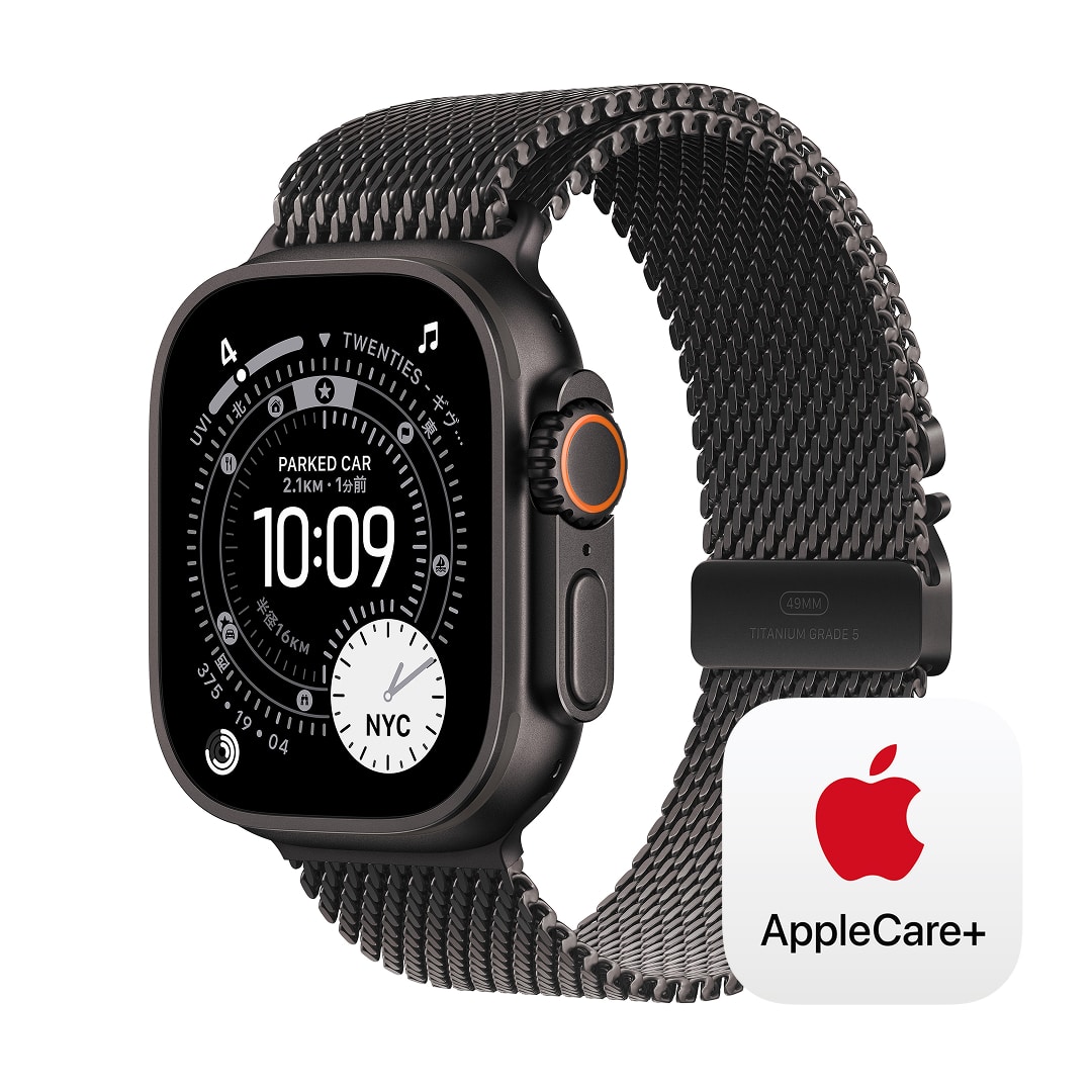 Apple Watch Ultra 3（GPS + Cellularモデル）- 49mmブラックチタニウムケースとブラックチタニウムミラネーゼループ - M with AppleCare+