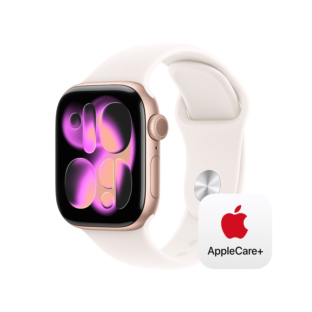 Apple Watch Series 11(GPS + Cellularモデル)- 42mmローズゴールドアルミニウムケースとライトブラッシュスポーツバンド - M/L with AppleCare+