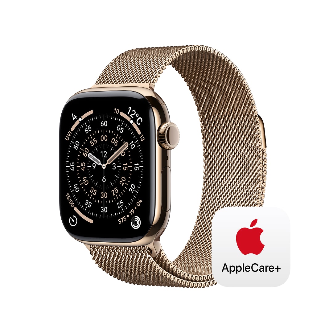 Apple Watch Series 11(GPS + Cellularモデル)- 42mmゴールドチタニウムケースとゴールドミラネーゼループ with AppleCare+