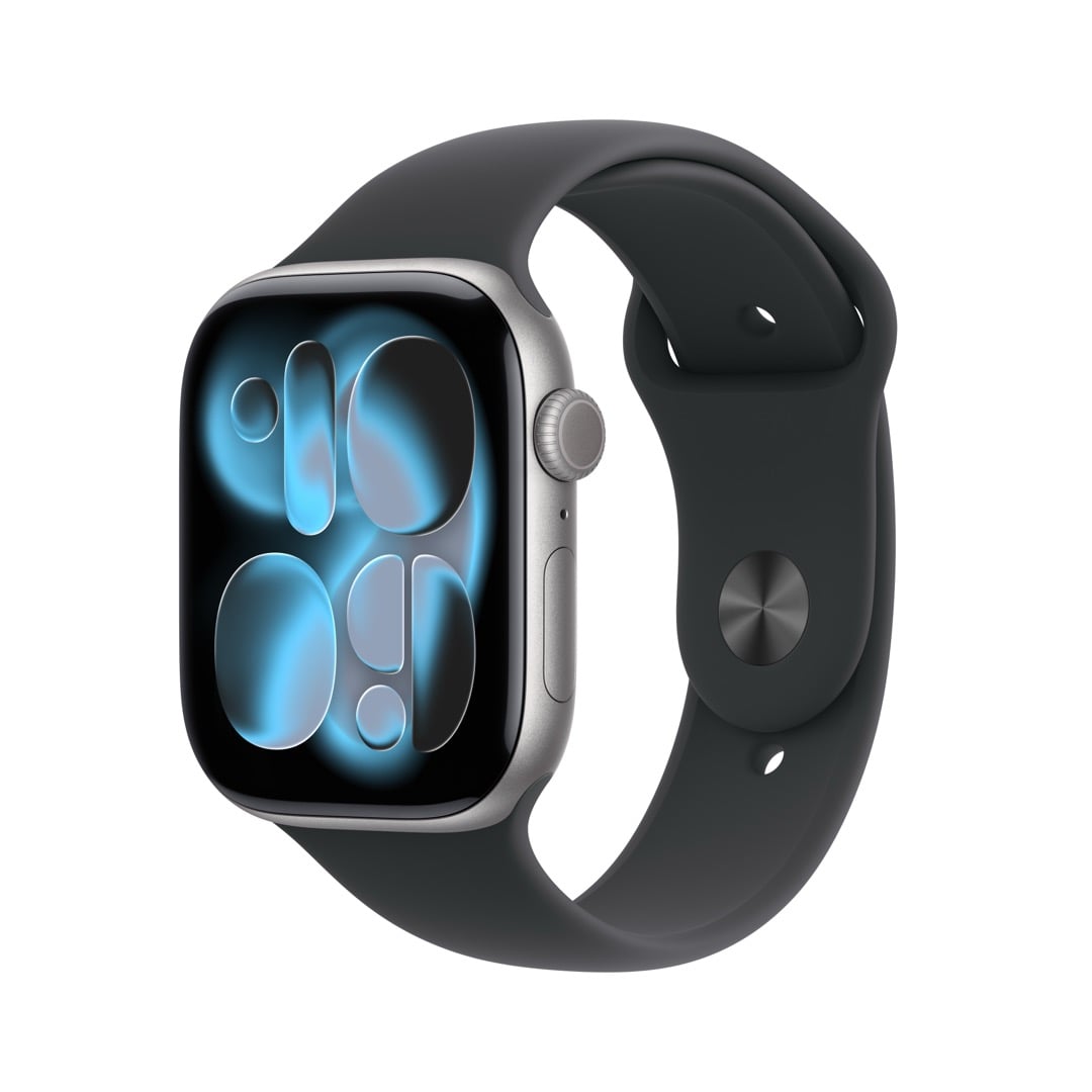 Apple Watch Series 11(GPS + Cellularモデル)- 46mmスペースグレイアルミニウムケースとブラックスポーツバンド - M/L