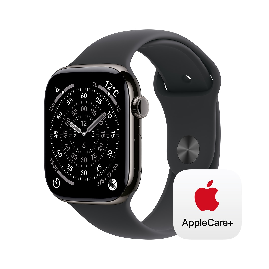 Apple Watch Series 11(GPS + Cellularモデル)- 46mmスレートチタニウムケースとブラックスポーツバンド - M/L with AppleCare+