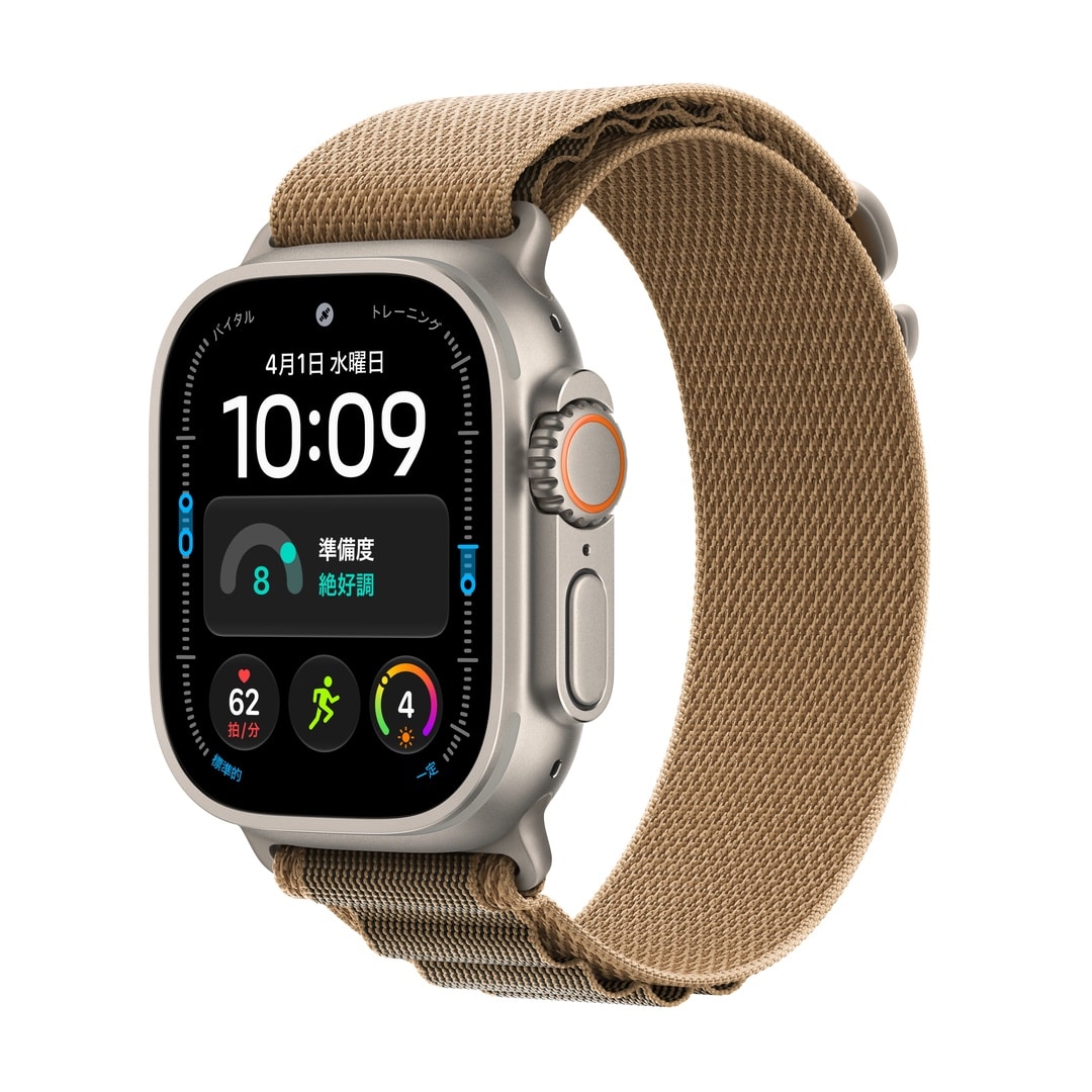 Apple Watch Ultra 4（GPS + Cellularモデル）- 49mmナチュラルチタニウムケースとデザートアルパインループ - M