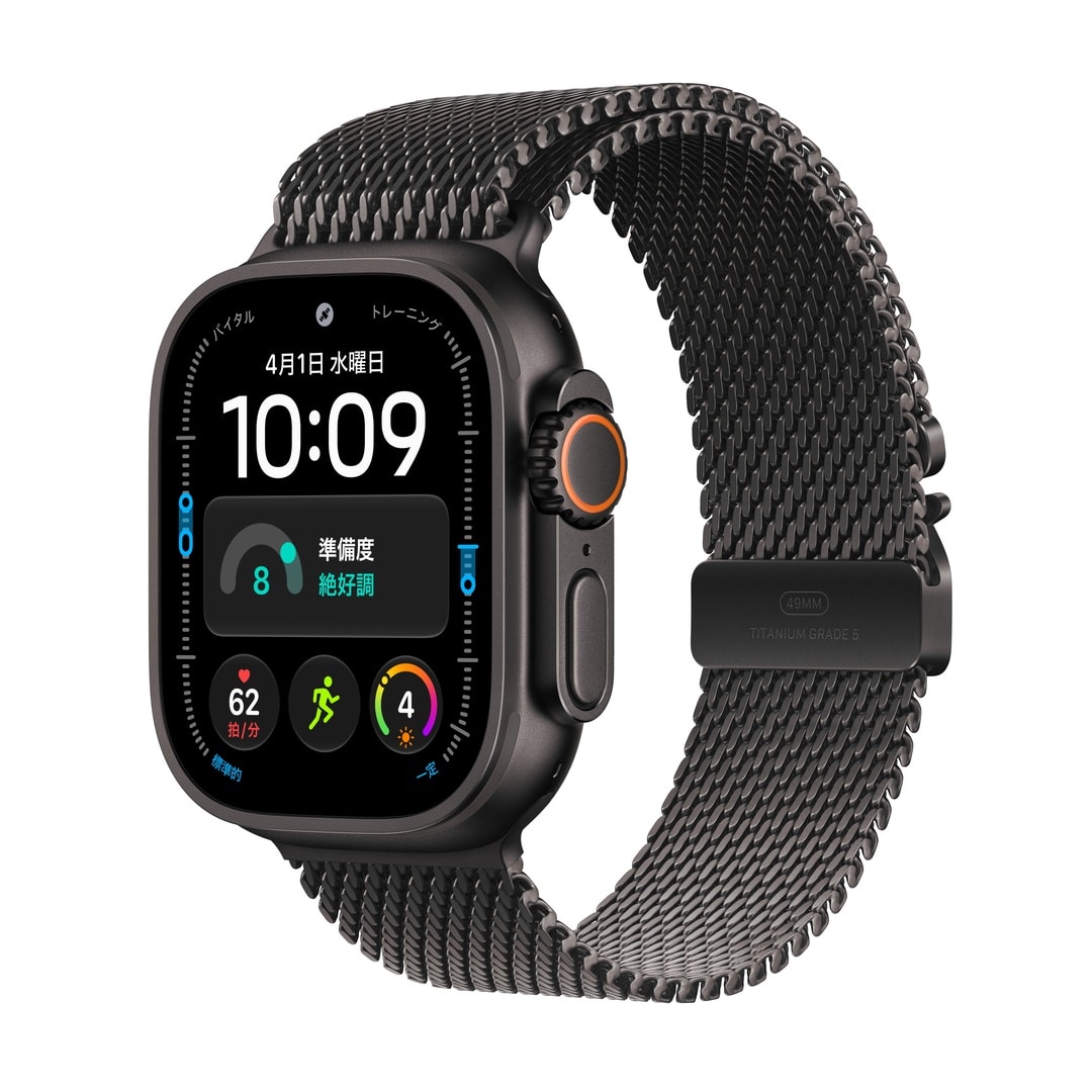 Apple Watch Ultra 4（GPS + Cellularモデル）- 49mmブラックチタニウムケースとブラックチタニウムミラネーゼループ - M