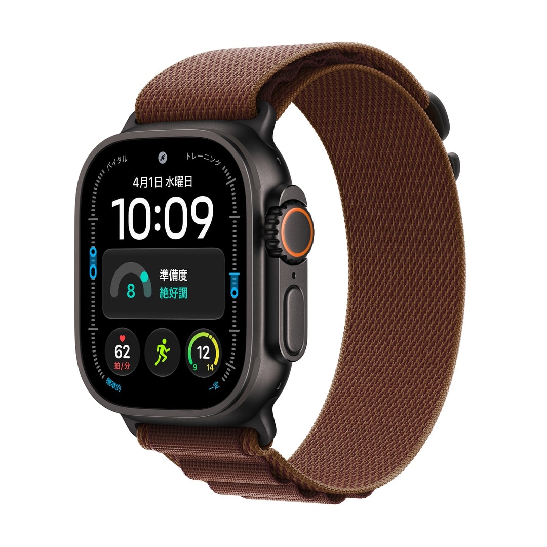 Apple Watch Ultra 4（GPS + Cellularモデル）- 49mmブラックチタニウムケースとバーガンディアルパインループ - M
