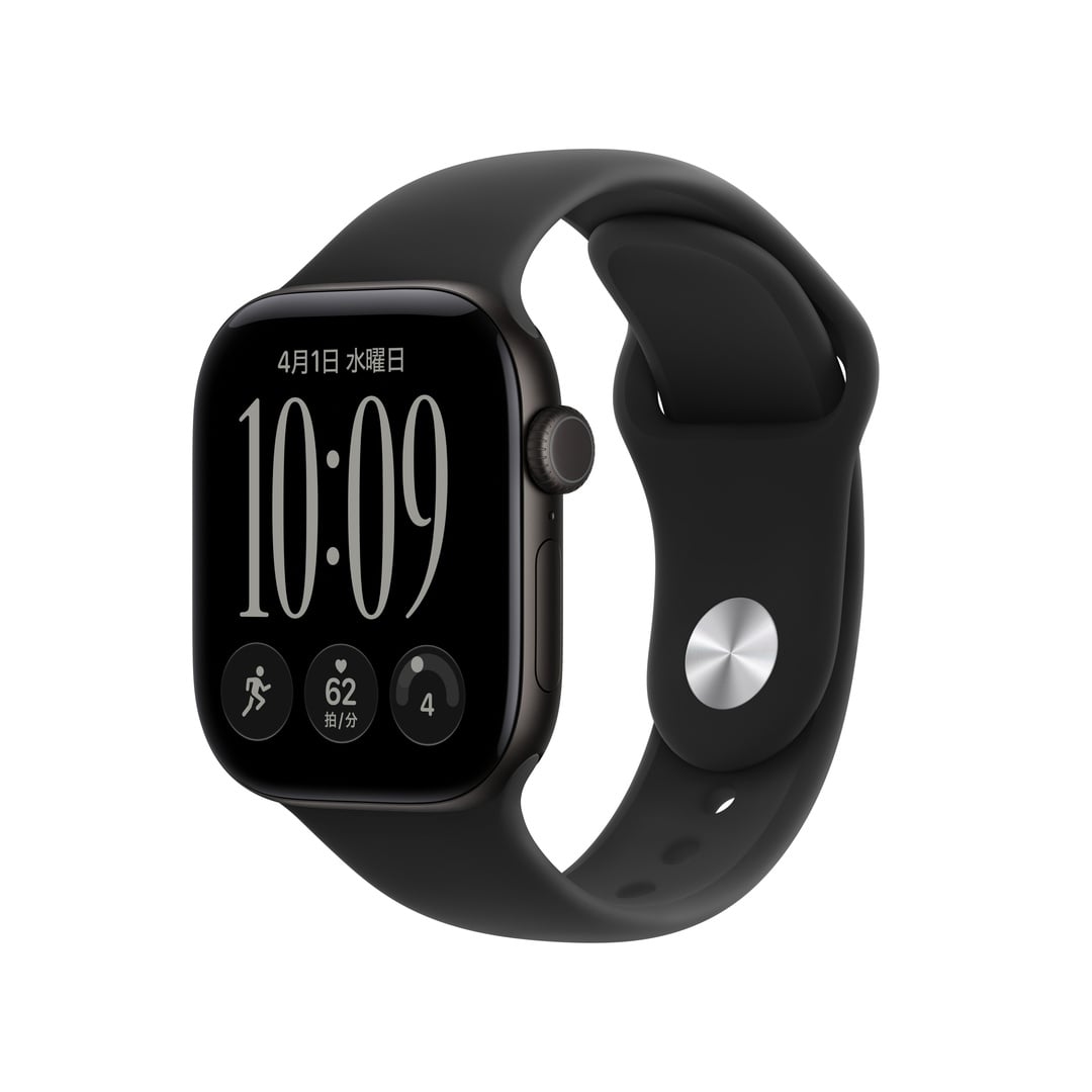 Apple Watch Series 12（GPSモデル）- 42mmブラックアルミニウムケースとブラックスポーツバンド - M/L