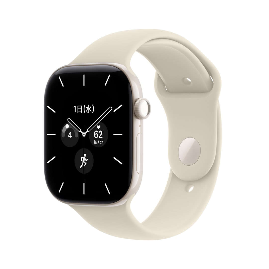 Apple Watch Series 12（GPS + Cellularモデル）- 46mmパールホワイトセラミックケースとサンドスポーツバンド - S/M