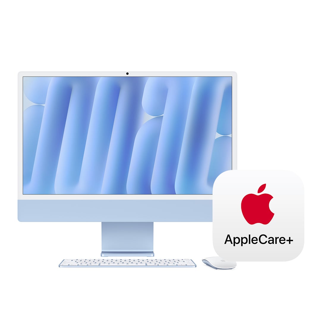 24インチiMac Retina 4.5Kディスプレイモデル, ギガビットEthernet: 8コアCPUと8コアGPUを搭載したApple M4チップ, 24GB, 1TB SSD - ブルー with AppleCare+