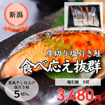 【冷蔵】【新潟県・塩引き鮭・村上鮭専門店さいとう】塩引鮭　5切（送料無料）