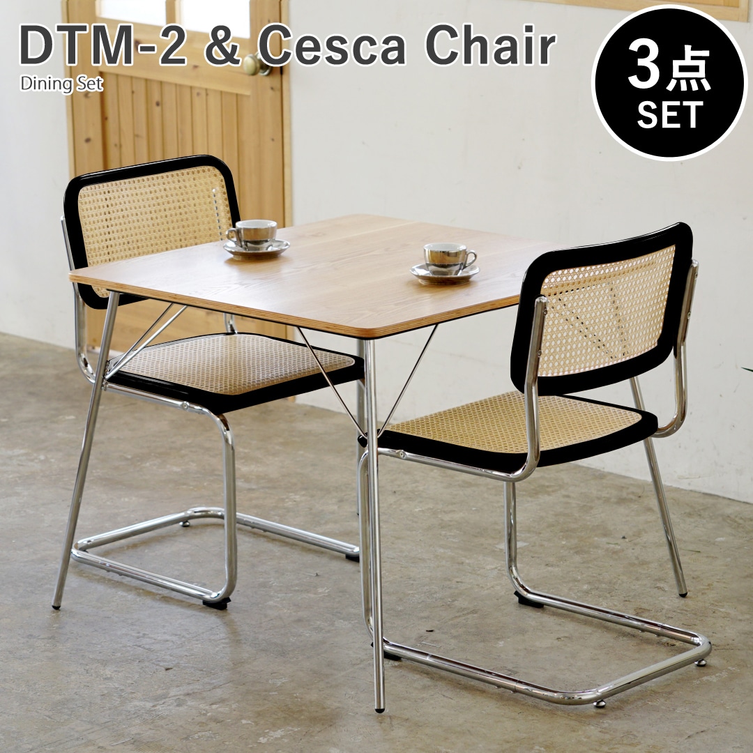 【アッシュ×ブラック3点セット】イームズ 折りたたみテーブル DTM-2 チェスカチェア ダイニングセット リプロダクト