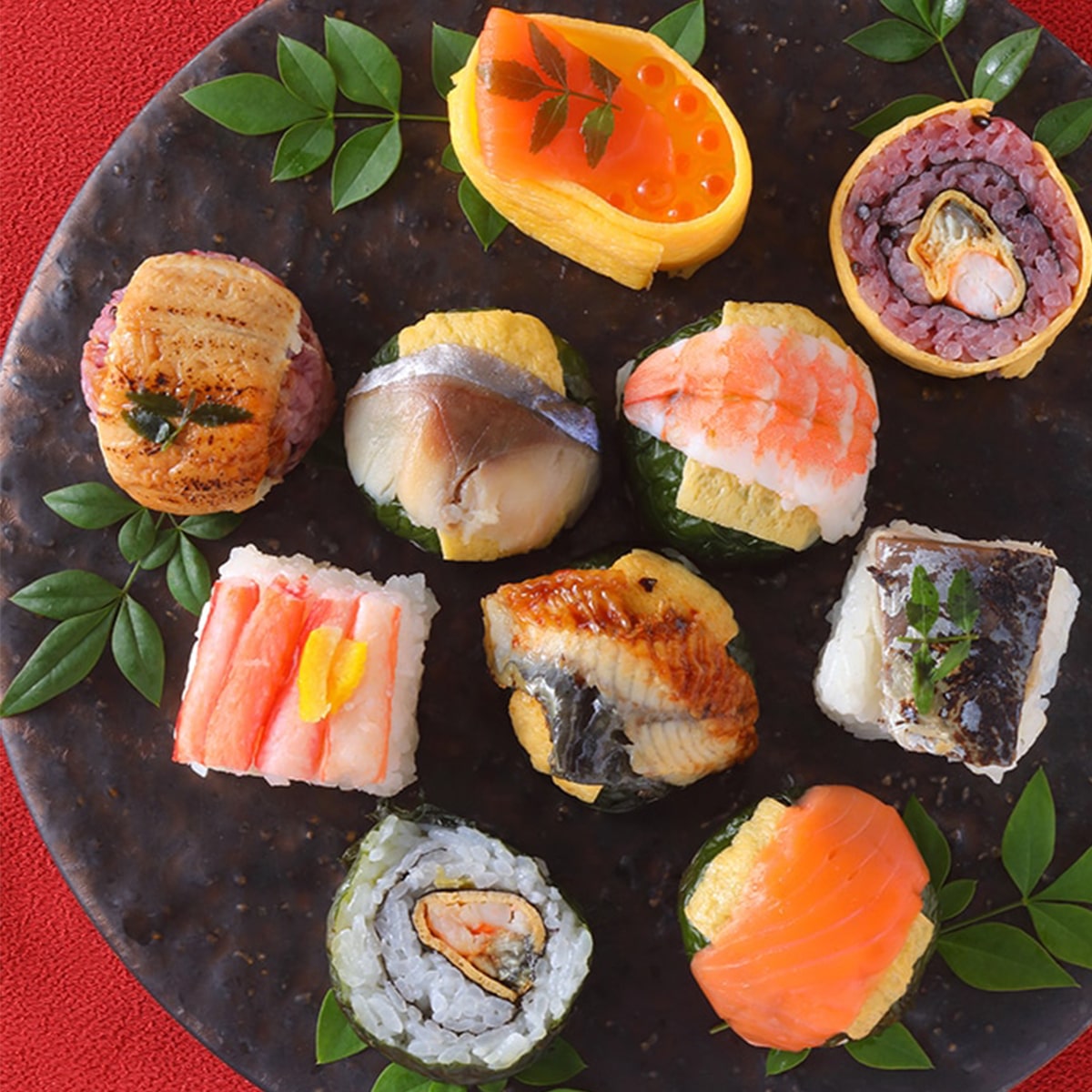 あでやか手鞠わさび葉寿し15個 〔手鞠寿し10種計15個〕 寿司 惣菜 奈良 わさび葉寿し うめもり 【北海道・沖縄・離島 配送不可】