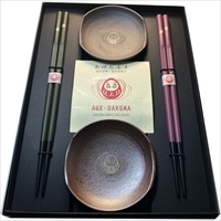 あげだるま箸 小皿 セット 〔箸全長22.5cm 朱・黒 小皿直径約8.5cm×2〕 箸 食器 福井 あげだるま