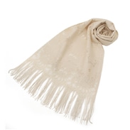 森川レース花柄コットンストール〔長さ（フリンジ含まず）約187cm×幅39cm、フリンジ11cm〕