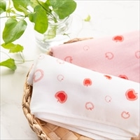 りんごの響き ガーゼタオル 白色 桃色 セット 〔白色・桃色 各1枚、サイズ：84cm×33cm〕 タオル 豆しぼり