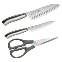 プレミオ オールステンレス三徳･ペティ･キッチンバサミセット【沖縄県・離島 配送不可】