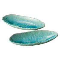 瀬戸焼 ブルー貫入 舟型鉢2P【沖縄県・離島 配送不可】