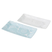 はふり 長角皿ペア（青･白）【沖縄県・離島 配送不可】