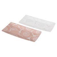 はふり 長角皿ペア（桃･白）【沖縄県・離島 配送不可】