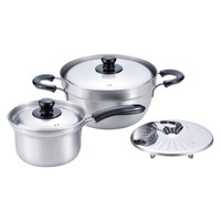 燕三 IH対応ふきこぼれにくい片手鍋16cm＆両手鍋23cm（目皿付） EM-011【沖縄県・離島 配送不可】