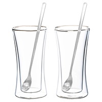 ウェルナーマイスター 耐熱二重ガラスタンブラー＆ロングスプーンペアセット 800-558【沖縄県・離島 配送不可】