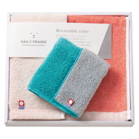 DAILYPRAIRIE リバーシブル フェイスタオル1P･タオルハンカチ1P COREV-0185【沖縄県・離島 配送不可】