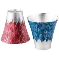 錫製富士山タンブラー180ml(小)青朱ペア【北海道・沖縄県・離島 配送不可】