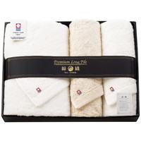 プレミアムロングパイル 大判バス・フェイスタオルセット［北海道・沖縄県・離島 配送不可］