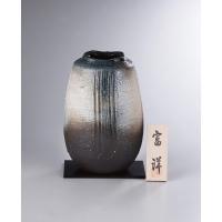 信楽焼 白泥青窯変花瓶