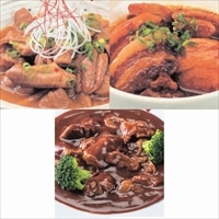 秋田県産お肉の総菜 3種 セット 〔やわらか味噌煮込みホルモン・ビーフシチュー・豚の角煮〕 レトルト 惣菜 こまち食品