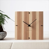 NENRIN CLOCK 175 縞 壁掛け兼置き時計 〔サイズ:W175×H175×D40mm、補助脚付き、単三電池1本〕 時計【北海道・離島 配送不可】