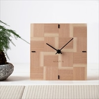 NENRIN CLOCK 175 市松 壁掛け兼置き時計 〔サイズ:W175×H175×D40mm、補助脚付き、単三電池1本〕 時計【北海道・離島 配送不可】