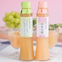 笹埜造酢 岡山県 果汁 岡山贅沢果実2本入りセット〔清水白桃200ml×1・マスカットオブアレキサンドリア200ml×1〕