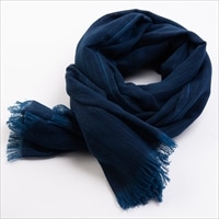 藍の先染め織物 青縞ストール 〔タテ約185cm×ヨコ約60cm〕 埼玉県 服飾雑貨 喜之助紺屋