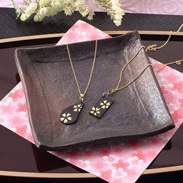 本金箔張　Black & Gold ペンダント　　短冊・雫（小）　流工房・岩手県