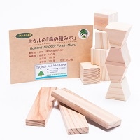 国産無垢スギ材（無塗装）ミウルの「森の積み木」500個入り〔立方体168個・直方体172個・台形体160個〕