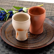 備前焼フリーカップ 緋色 緋たすき 猪俣政昭