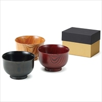 山中塗 欅汁椀(三色揃) 〔約径11×高さ7cm〕 石川県 汁椀 加賀土産 東出漆器店