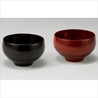 山中漆器 木の器 プレミアム 夫婦汁椀 〔黒・朱各1、Φ11.5×高さ7cm〕 食器