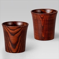 山中塗 天然木 拭漆 カップペア 国内再加工 〔カップ(サイズ：(約)径8.5×高さ9cm、容量：(約)200ml)×2〕 漆器 食器